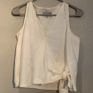 Madewell Texture & Thread White Knotted Wrap Tank Top